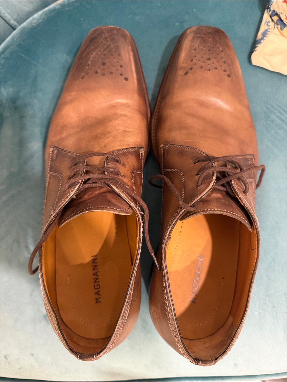 Magnanni Brown Leather Cap Toe Oxford Dress Shoes – Men’s Size 8
